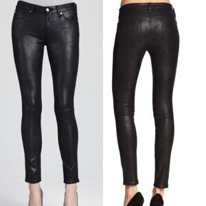 7 for all mankind Crackle Faux Leather Knee Seam Skinny Pants 28